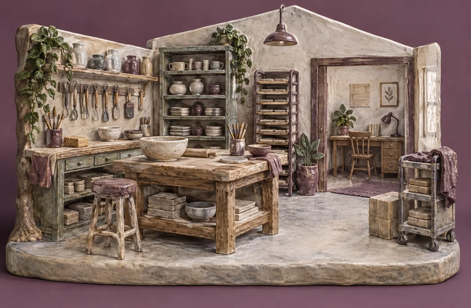 Illustration of established small businesses and their working space