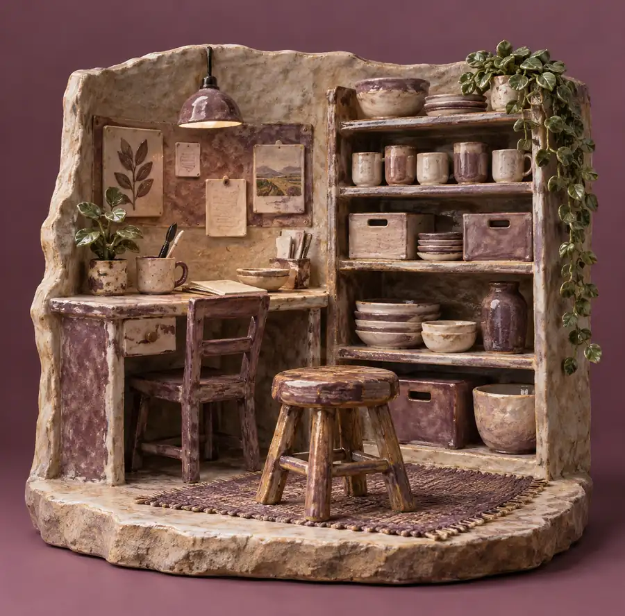 Illustration of established small businesses equipment and workspace